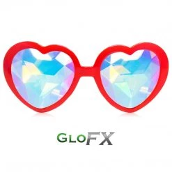 On Sale GloFX Heart Shaped Kaleidoscope Glasses - Red
