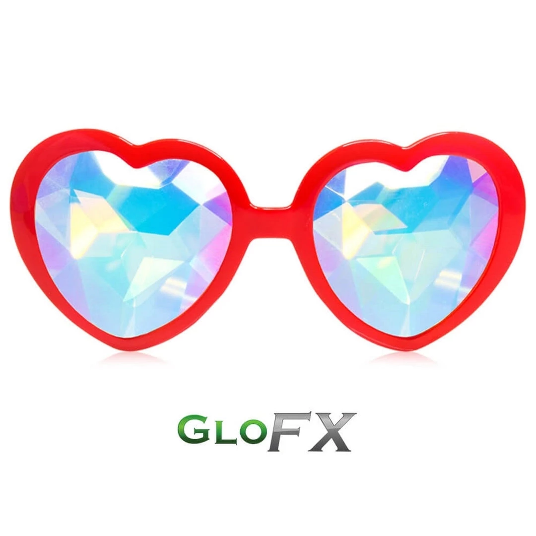 On Sale GloFX Heart Shaped Kaleidoscope Glasses - Red 3 On Sale GloFX Heart Shaped Kaleidoscope Glasses - Red