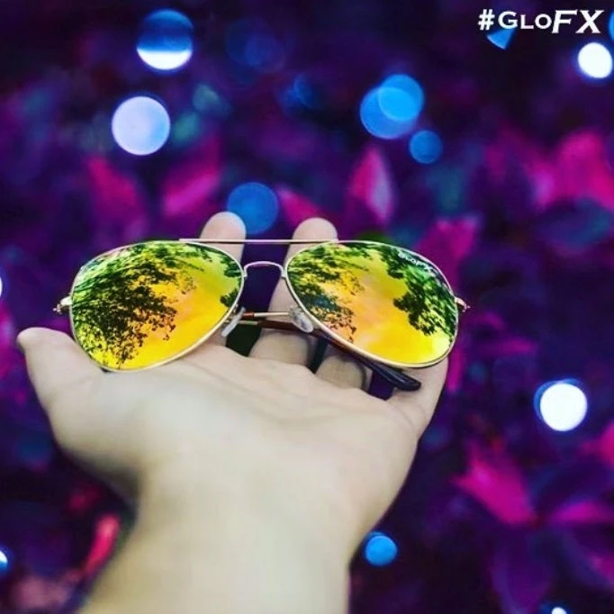 GloFX Metal Pilot Aviator Style Diffraction Glasses - Gold Mirror 8 GloFX Metal Pilot Aviator Style Diffraction Glasses - Gold Mirror