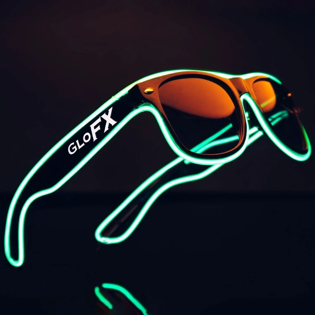 Rave Glasses & Goggles GloFX Black Sunglasses With Green Luminescence 3 Rave Glasses & Goggles GloFX Black Sunglasses With Green Luminescence