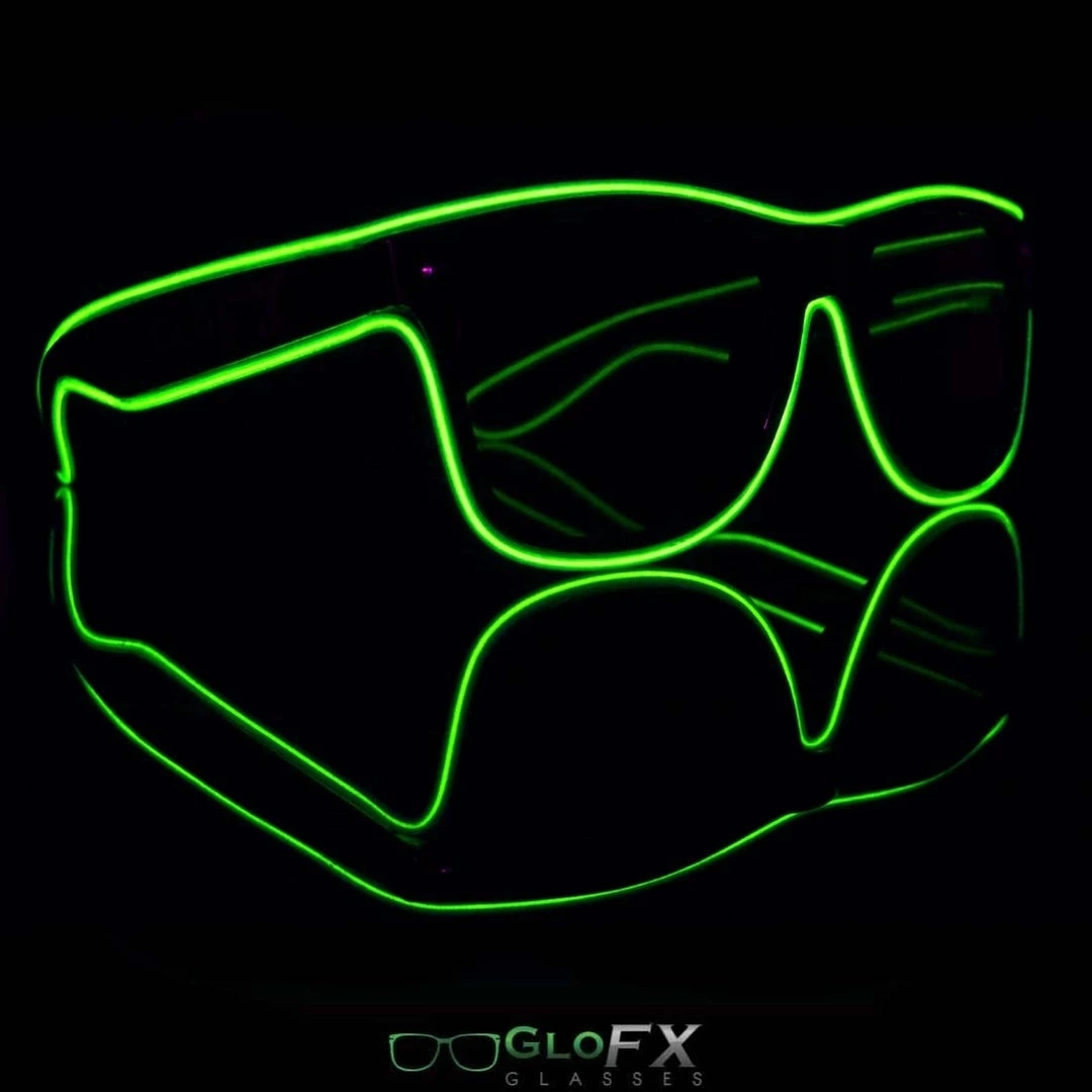Rave Glasses & Goggles GloFX Black Sunglasses With Green Luminescence 5 Rave Glasses & Goggles GloFX Black Sunglasses With Green Luminescence