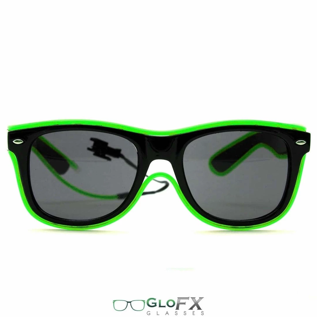 Rave Glasses & Goggles GloFX Black Sunglasses With Green Luminescence 6 Rave Glasses & Goggles GloFX Black Sunglasses With Green Luminescence