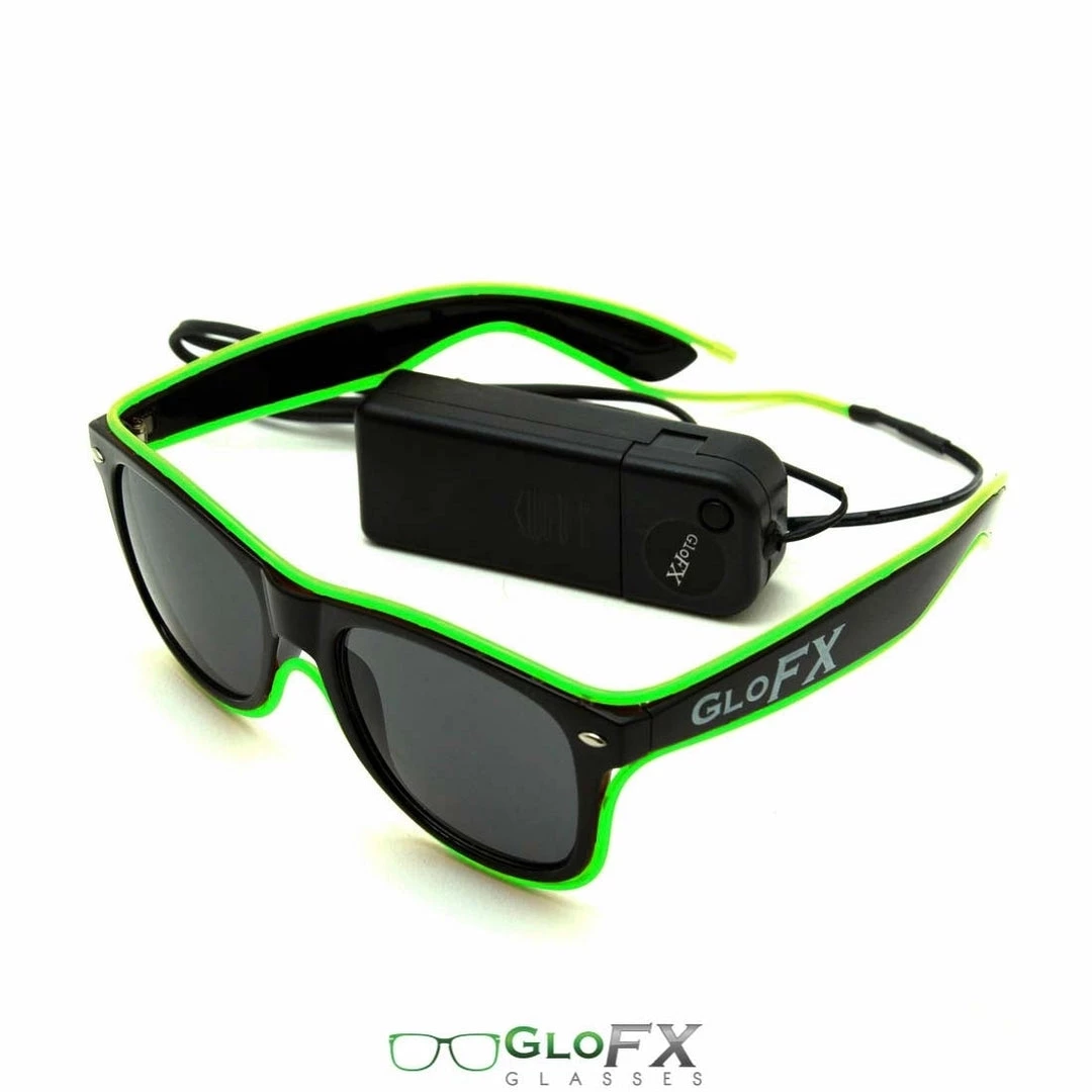 Rave Glasses & Goggles GloFX Black Sunglasses With Green Luminescence 9 Rave Glasses & Goggles GloFX Black Sunglasses With Green Luminescence