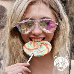 GloFX Aviator Kaleidoscope Glasses - Clear New In 17 GloFX Aviator Kaleidoscope Glasses - Clear New In