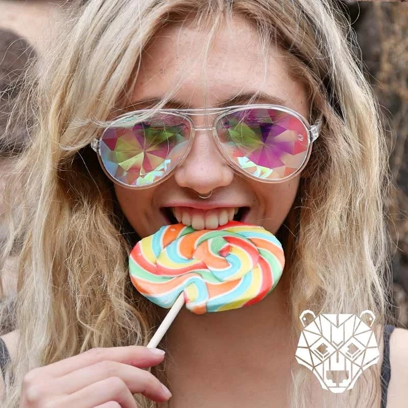 GloFX Aviator Kaleidoscope Glasses - Clear New In 9 GloFX Aviator Kaleidoscope Glasses - Clear New In