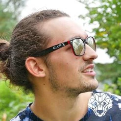 GloFX Diffraction Glasses - Red + Black - Gold Mirror 14 GloFX Diffraction Glasses - Red + Black - Gold Mirror