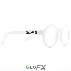GloFX Round Diffraction Glasses - White - Clear On Sale