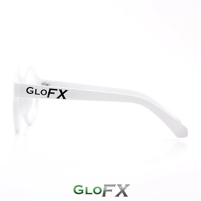 GloFX Round Diffraction Glasses - White - Clear On Sale 5 GloFX Round Diffraction Glasses - White - Clear On Sale