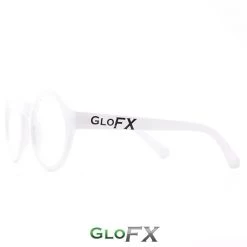 GloFX Round Diffraction Glasses - White - Clear On Sale 10 GloFX Round Diffraction Glasses - White - Clear On Sale