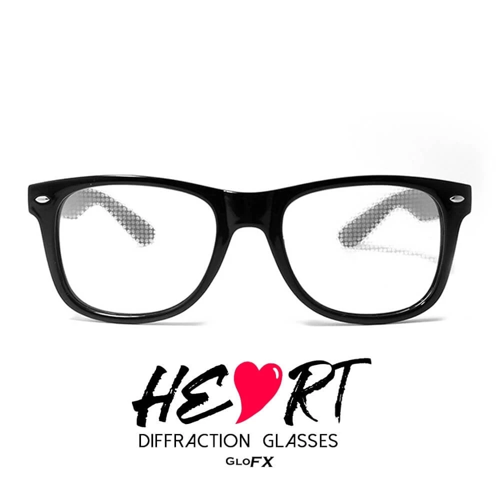 GloFX Heart Effect Diffraction Glasses - Black 3 GloFX Heart Effect Diffraction Glasses - Black