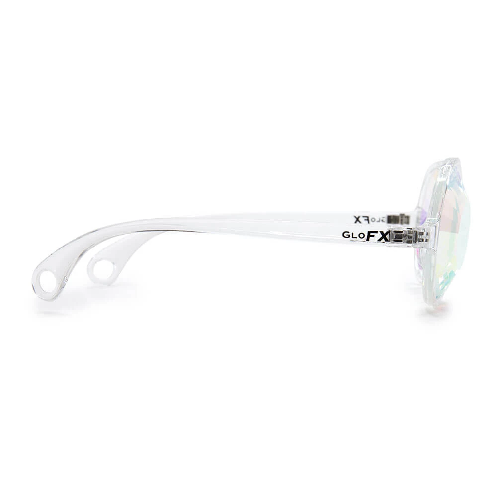 GloFX Kaleidoscope Glasses - Clear - Wormhole Flat Back New In 9 GloFX Kaleidoscope Glasses - Clear - Wormhole Flat Back New In