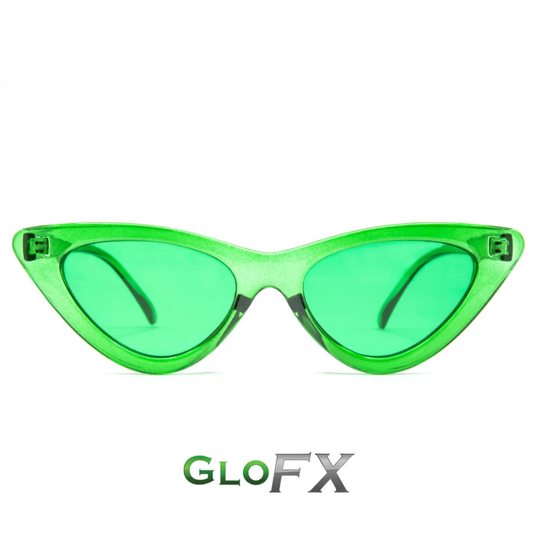 GloFX Cat Eye Colour Therapy Glasses - Green 3 GloFX Cat Eye Colour Therapy Glasses - Green