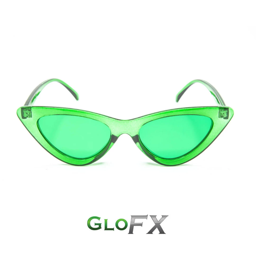 GloFX Cat Eye Colour Therapy Glasses - Green 5 GloFX Cat Eye Colour Therapy Glasses - Green