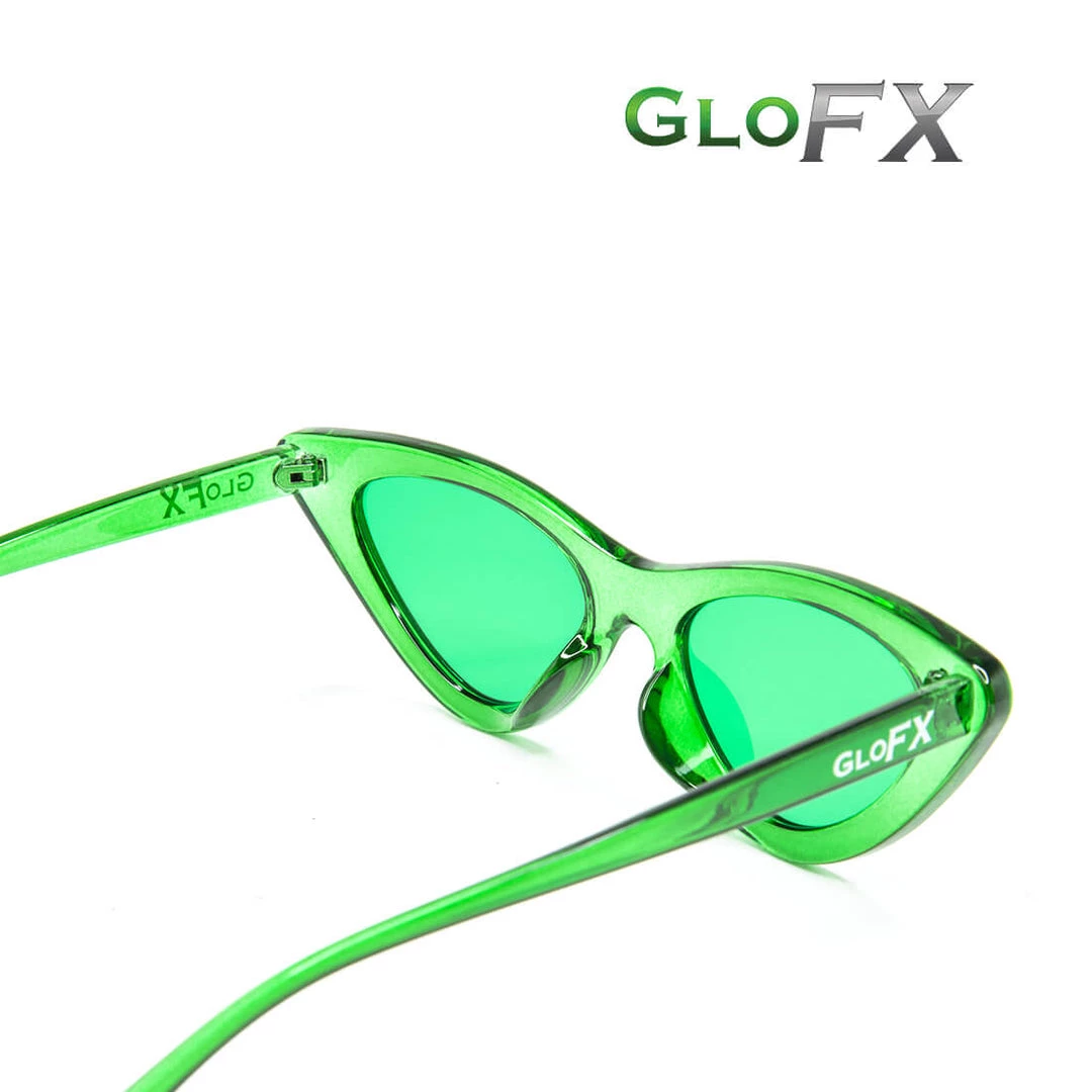 GloFX Cat Eye Colour Therapy Glasses - Green 7 GloFX Cat Eye Colour Therapy Glasses - Green