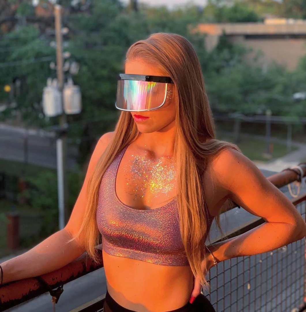 GloFX Galactic Invader Diffraction Visor - Rainbow Gradient New In 4 GloFX Galactic Invader Diffraction Visor - Rainbow Gradient New In