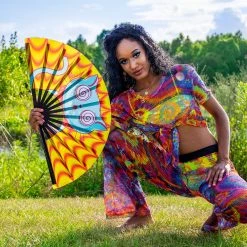 GloFX Festival Folding Fan - Trippy Kitty Rave Gear 11 GloFX Festival Folding Fan - Trippy Kitty Rave Gear