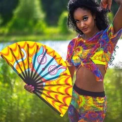 GloFX Festival Folding Fan - Trippy Kitty Rave Gear 12 GloFX Festival Folding Fan - Trippy Kitty Rave Gear