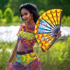 GloFX Festival Folding Fan - Trippy Kitty Rave Gear 13 GloFX Festival Folding Fan - Trippy Kitty Rave Gear