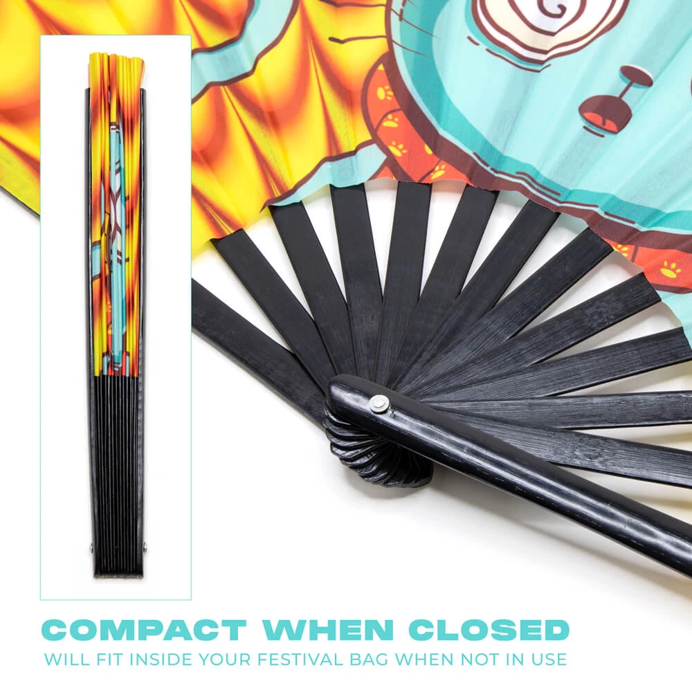 GloFX Festival Folding Fan - Trippy Kitty Rave Gear 8 GloFX Festival Folding Fan - Trippy Kitty Rave Gear