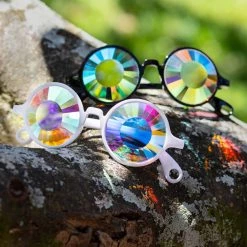 GloFX Kaleidoscope Glasses - Clear - Wormhole Flat Back New In