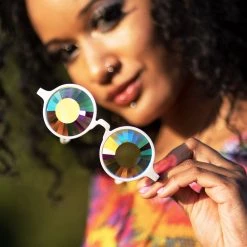 GloFX Kaleidoscope Glasses - Black - Wormhole Flat Back 19 GloFX Kaleidoscope Glasses - Black - Wormhole Flat Back