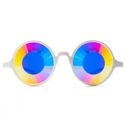 GloFX Kaleidoscope Glasses - White - Wormhole Flat Back New In