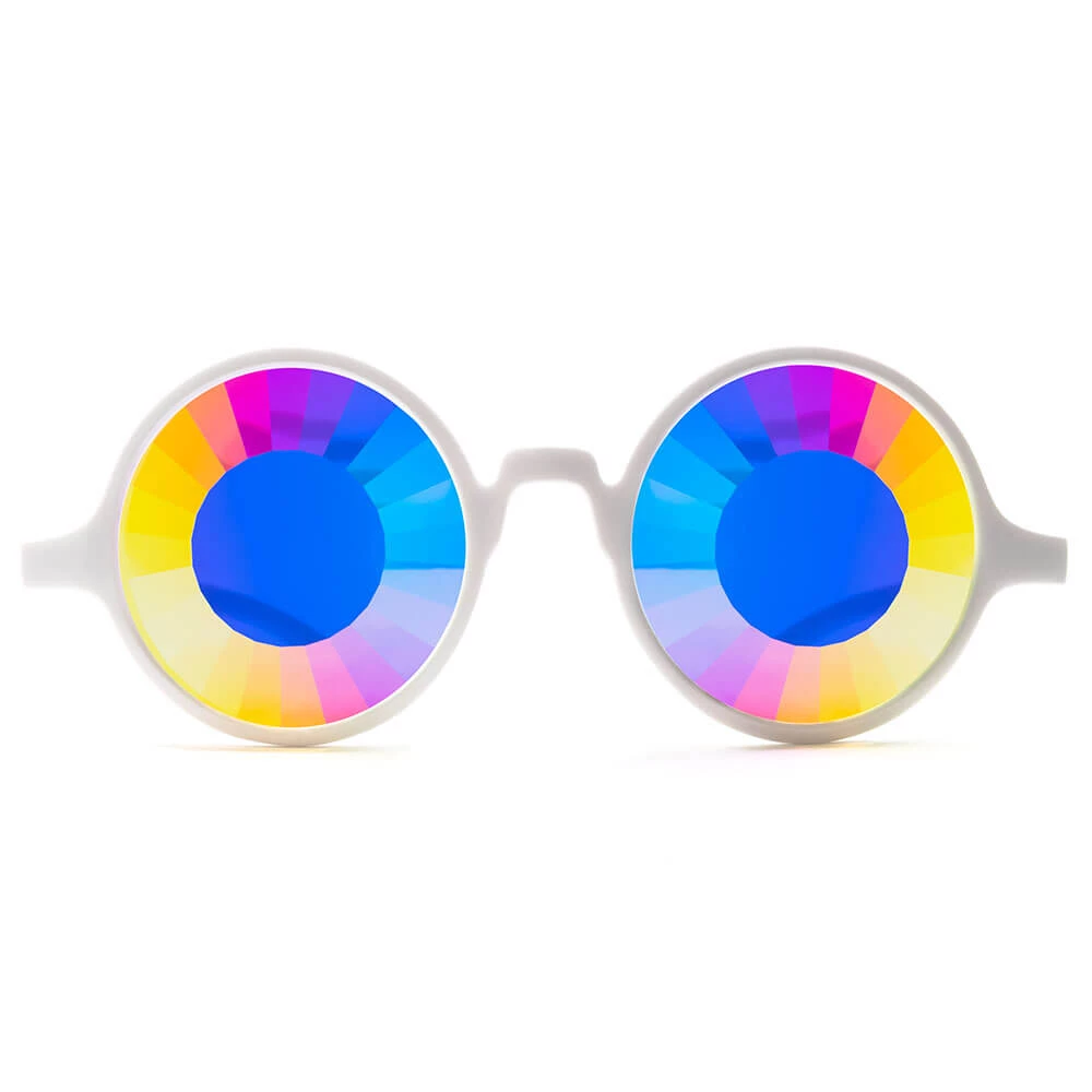 GloFX Kaleidoscope Glasses - White - Wormhole Flat Back New In 3 GloFX Kaleidoscope Glasses - White - Wormhole Flat Back New In