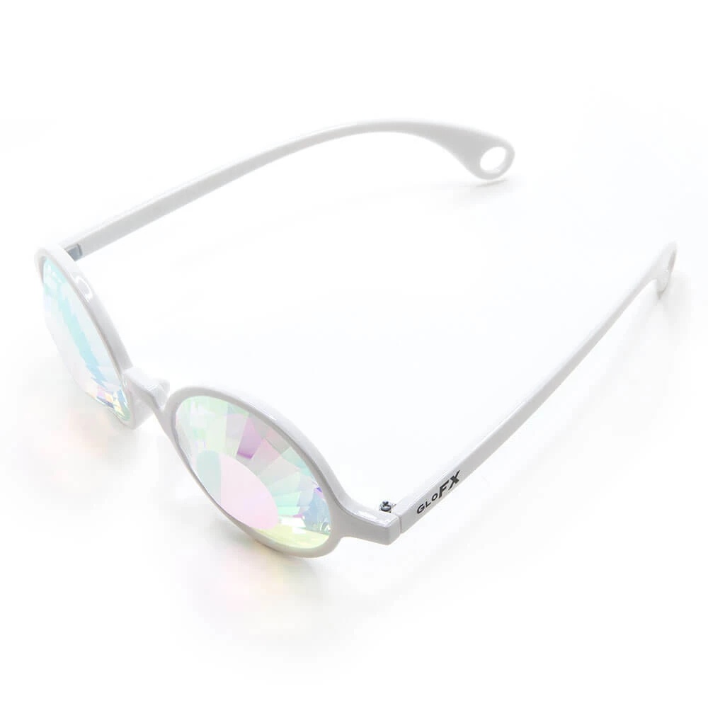 GloFX Kaleidoscope Glasses - White - Wormhole Flat Back New In 8 GloFX Kaleidoscope Glasses - White - Wormhole Flat Back New In