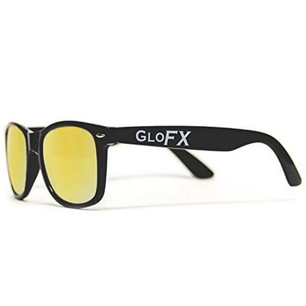 GloFX Diffraction Glasses - Black - Gold Mirror 4 GloFX Diffraction Glasses - Black - Gold Mirror